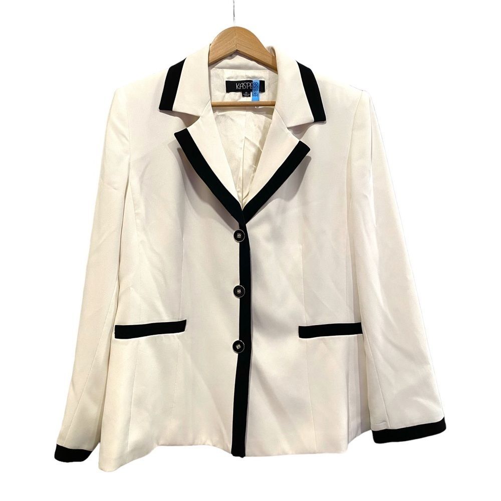KASPER WHITE BLACK CAREER JACKET BLAZER sz 14   $119